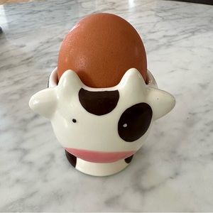Pasabahce Ceramic Cow Figurine Soft / Hard Boiled Egg cup holder